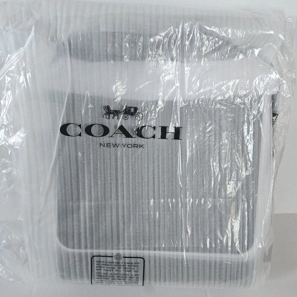 COACH Mens Messenger Bag Houston Map Flap Signature Crossbody Leather Black NWT - Picture 3 of 4